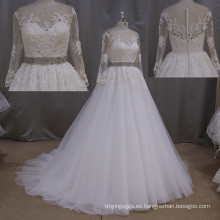 Venta por mayor nuevo patrón de manga larga vestido de novia vestido de novia